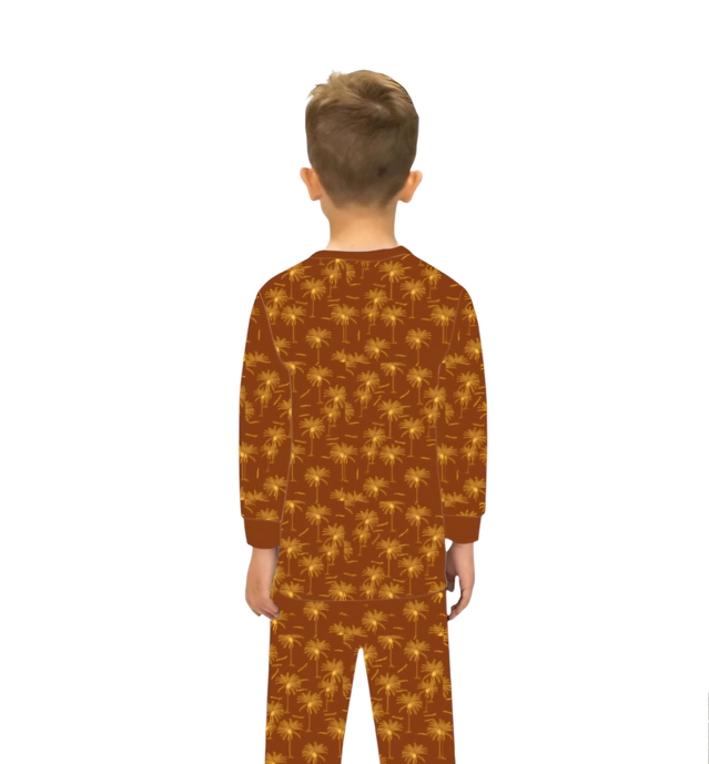 Cotton Printed Nightsuit for Kids (Brown, 0-3 Months)