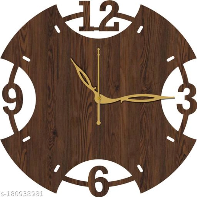 Wooden Wall Clock for Home (Brown)