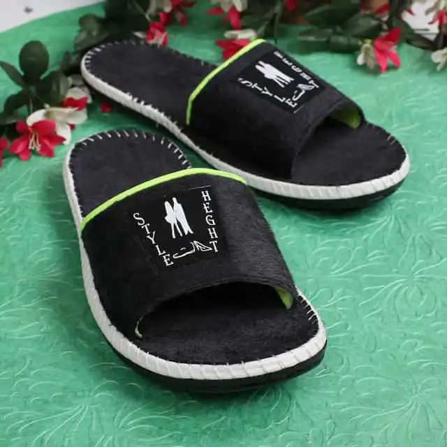 STYLE HEIGHT Slides for Men's Soft And Comfort (Black, 9)
