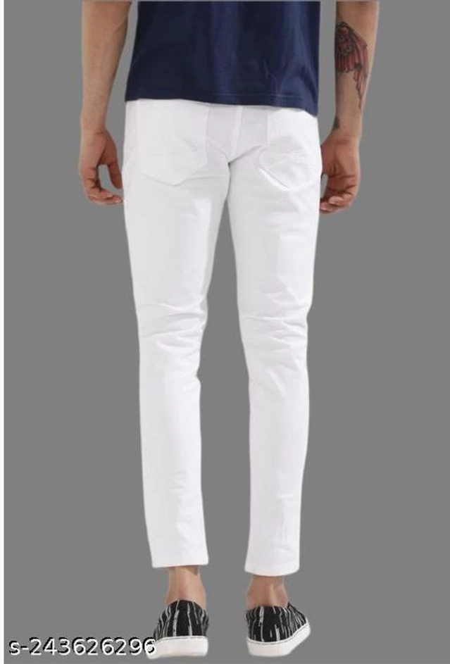 Denim Slim Fit Jeans for Men (White, 28)