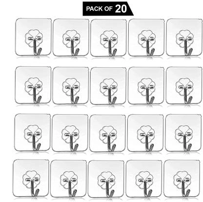 MAGIC PLUS Multi Utility Adhesive Wall Hooks ( Pack of 20)