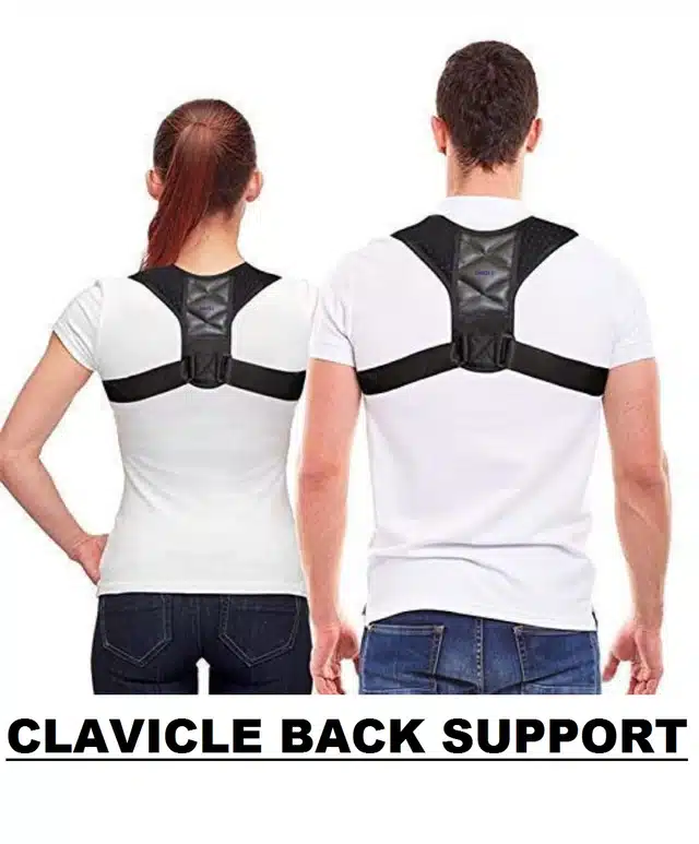 Back Posture Support Belt for Pain Relief (Black, Pack of 1)