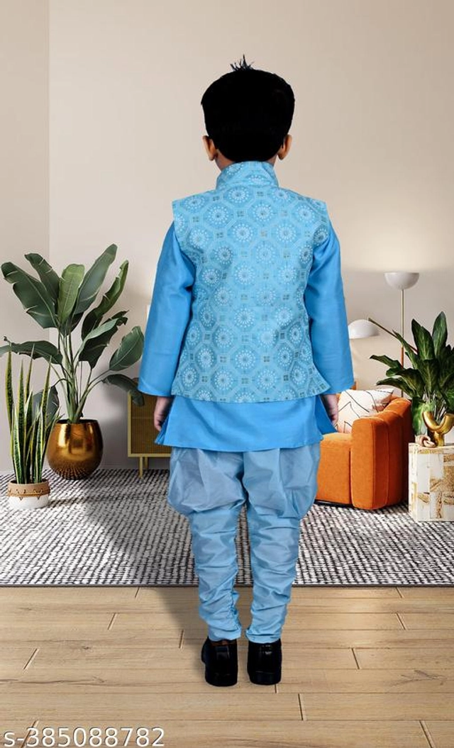 Cotton Blend Sherwani for Boys (Sky Blue, 6-9 Months)