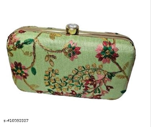 Synthetic Clutch for Women (Green)