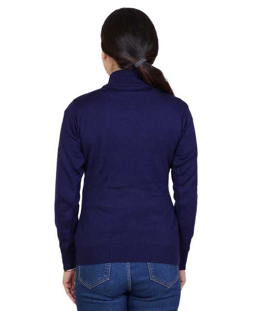 Women's Full Sleeves Sweater (Navy Blue, M) (M365)