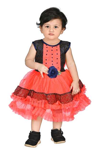 Maruf Dresses Round Neck Below Knee Frocks For Little Girl (Red, 9 - 24 Month) (M-4)