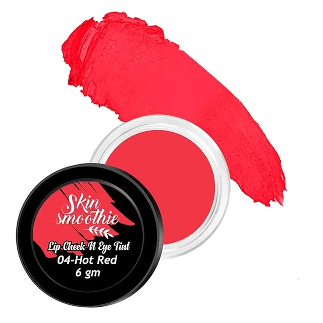 Skin Smoothie Just Organic 3-In-1 Lip Cheek And Eye Tint With Vitamin E & Almond Oil (Hot Red)