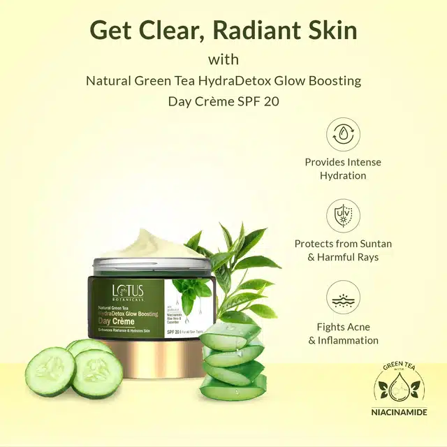 Lotus Botanicals Natural Green Tea Hydra Detox Glow Boosting Day Cream (50 g)