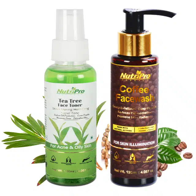 Coffee Face Wash & Tea Tree Face Toner (Set of 2)