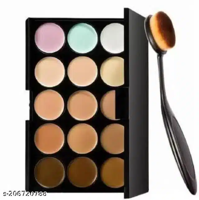 15 Color Concealer Palette with Oval Brush (Set of 2)