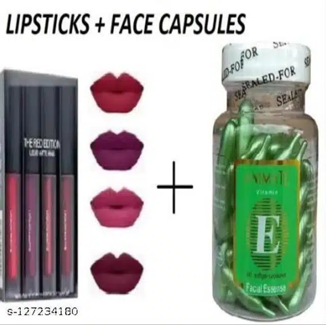 Liquid Lipsticks with Face Capsules (Set of 2)