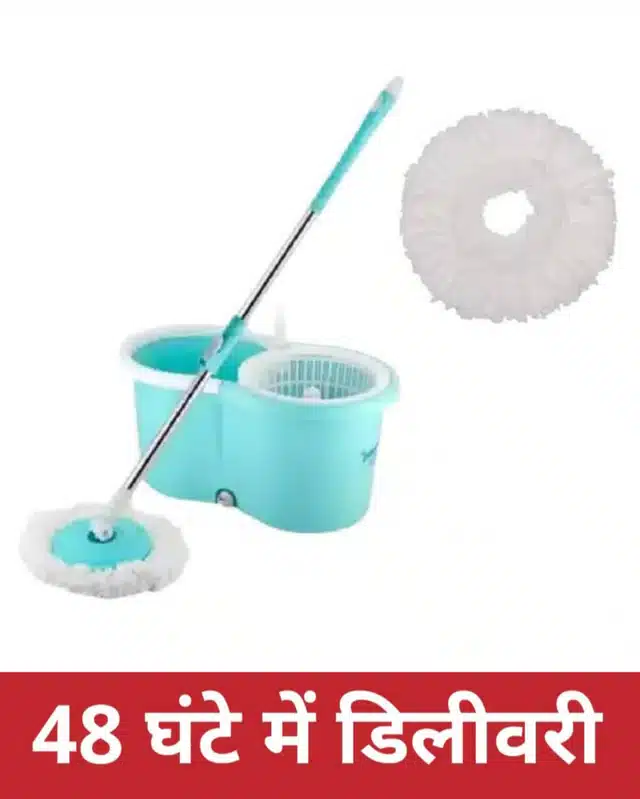 Shagun Plastic Bucket Spin Mop With Replacement Mop Refill