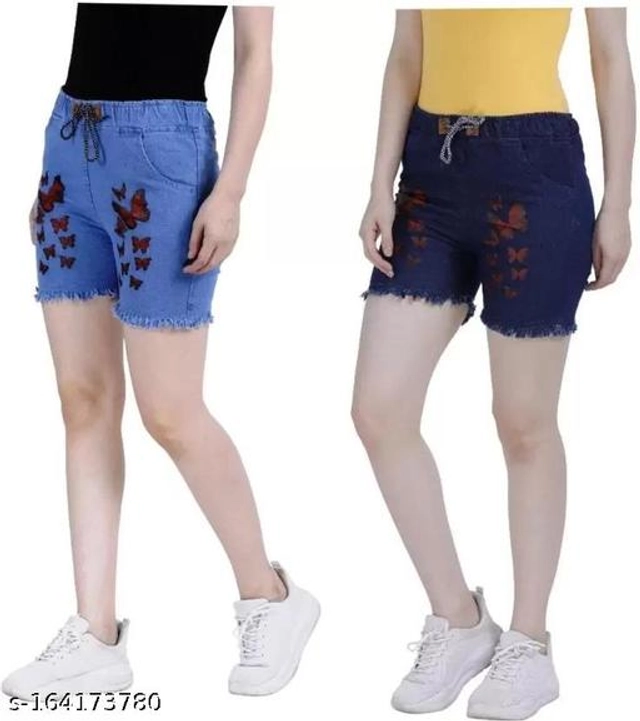 Denim Shorts for Women (Blue, 26) (Pack of 2)