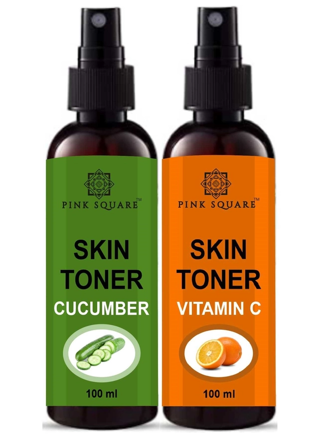 Combo of Pink Square Cucumber & Vitamin C Skin Toner Spray (100 ml, Pack of 2)