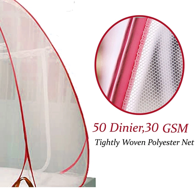 Polyester Washable Mosquito Net (Red, 6x6 Feet)