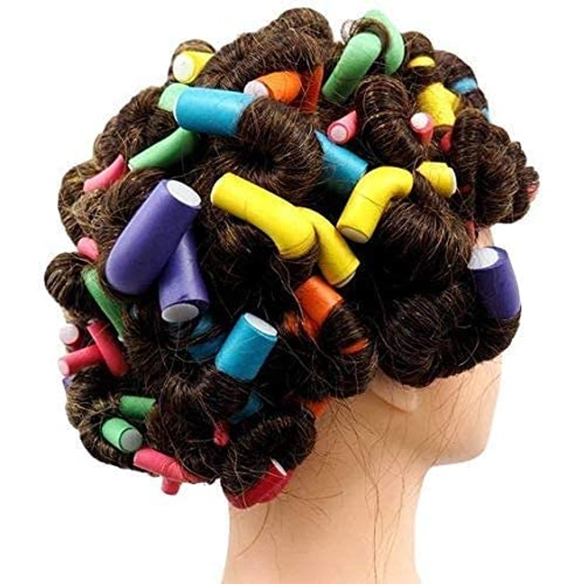 Rubber Hair Curling Twist Flexi Sticks (Multicolor, Pack of 10)