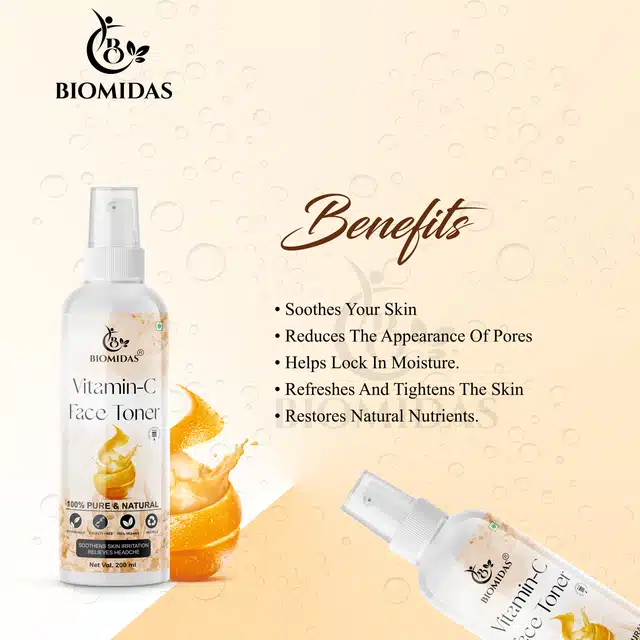 Biomidas Natural Vitamin C Toner for Cleansing & Refreshing Skin (200 ml)