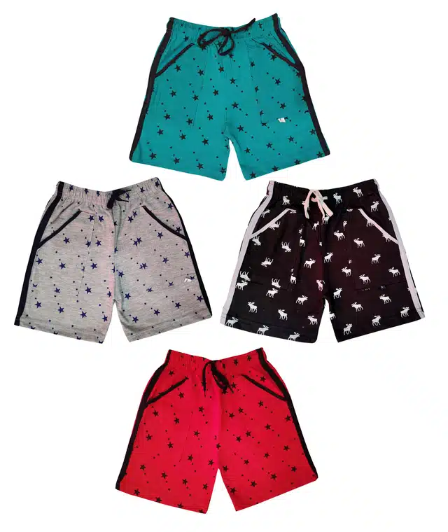 Cotton Blend Printed Shorts for Kids (Pack of 4) (Multicolor, 2-3 Years)