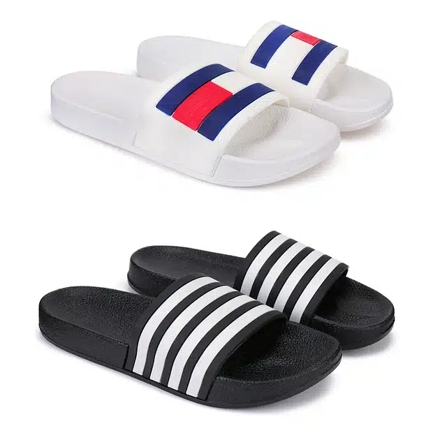 Flip Flops for Men (Pack of 2) (Multicolor, 8)