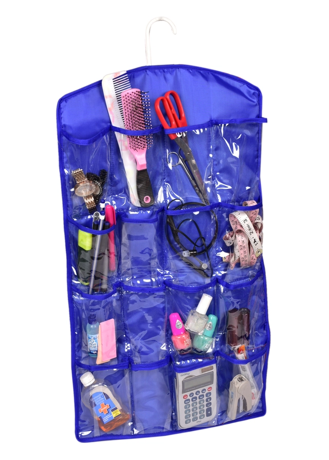 Canvas Wall Hanging Accessories Organizer (Blue)