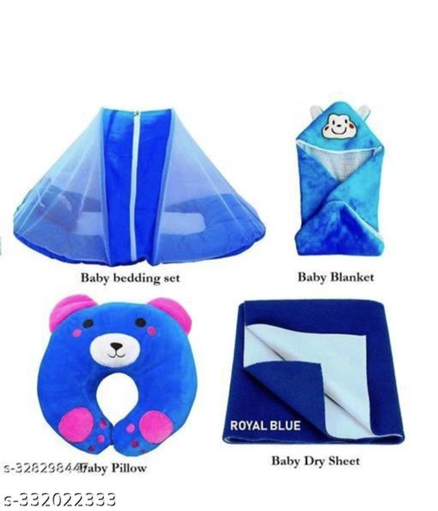 Microfiber Blankets for Babies (Pack of 4) (Blue, Free Size)