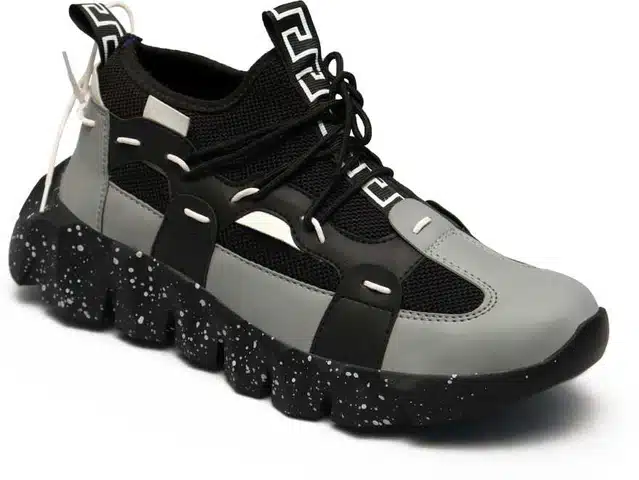 Men's Lace Up Sports Shoes (Grey, 7) (JF-2)