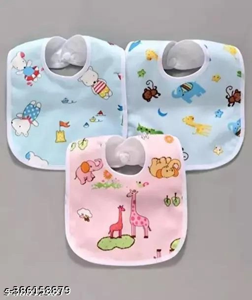 Polycotton Printed Bibs for Baby (Multicolor, Pack of 3)