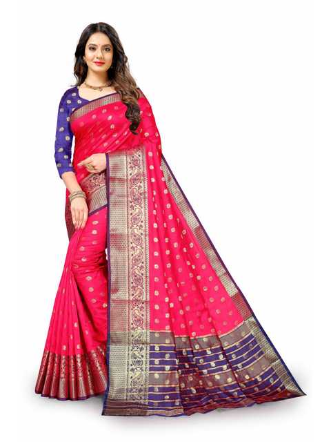 KSNDV Trendz Lichi Silk Saree For Womens (Pink) (A143)