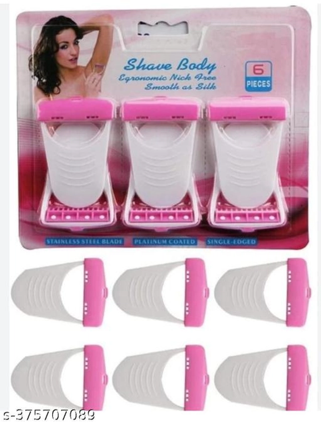 Disposable Hair Removal Razor for Women (Pink & White, Pack of 6)