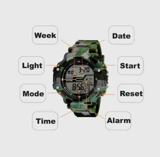 Kids Digital Army Sports Watch (Green)