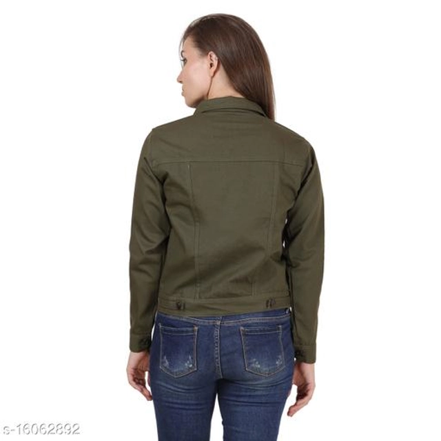 Cotton Blend Jacket for Women (Olive, S)