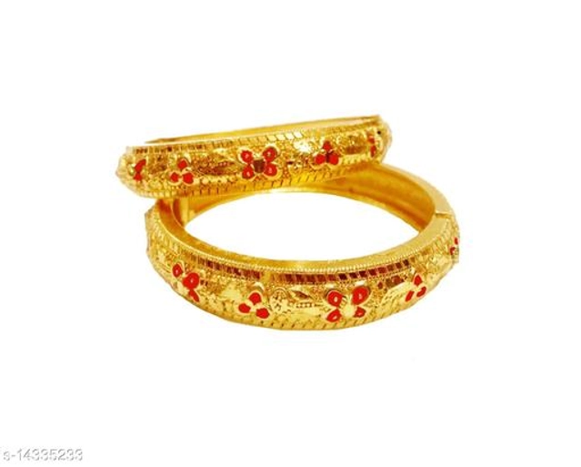 Brass Gold Plated Bangles for Women (Multicolor, 2.4) (Pack of 2)