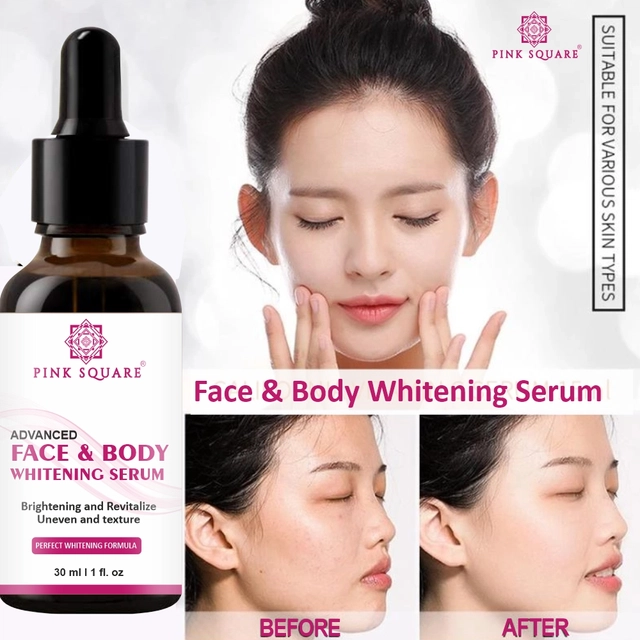 Combo of Pink Square Face and Body Whitening Serum (30 ml) with Strawberry Facewash (200 ml) & Lip Light Serum (30 ml) (Set of 3)