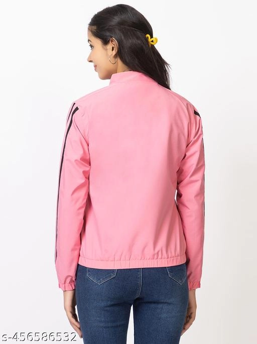 Cotton Blend Full Sleeves Jacket for Women (Pink, L)