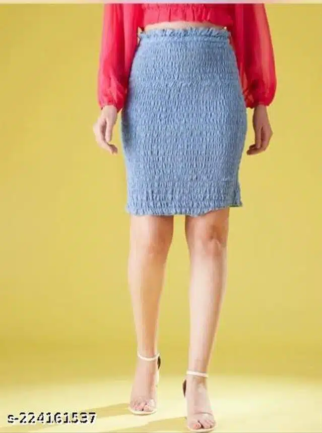 Skirt for Women (Aqua Blue, 26)