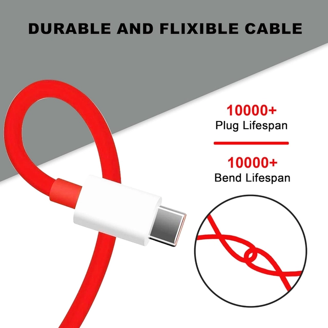 Type C Data Sync Fast Charging Cable (Red, 1 m)