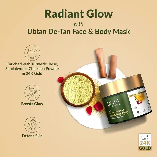 Lotus Botanicals Ubtan De-Tan Radiance Face & Body Mask (140 g)