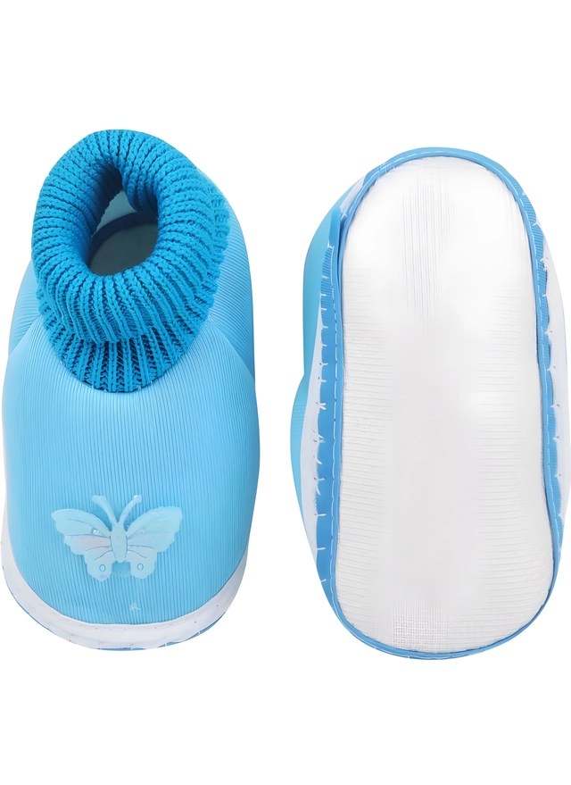 Cotton Booties for Infants (Red & Aqua Blue, 0-3 Months)