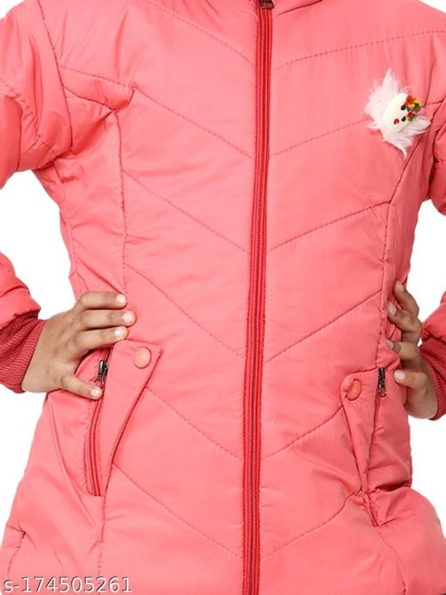 Polyester Jacket for Girls (Pink, 18-24 Months)