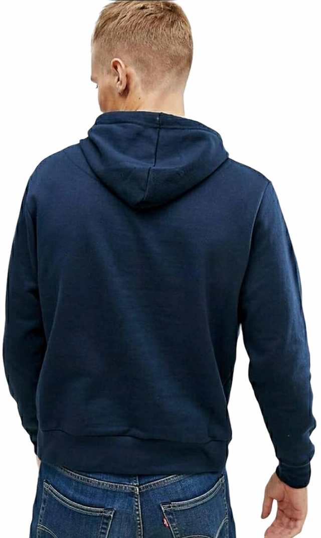 Cotton Blend Solid Hoodie for Men (Blue, M)