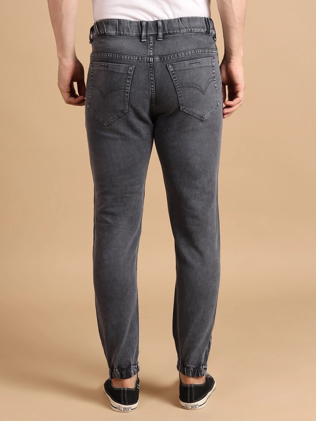 Denim Regular Fit Joggers for Men (Dark Grey, 28)