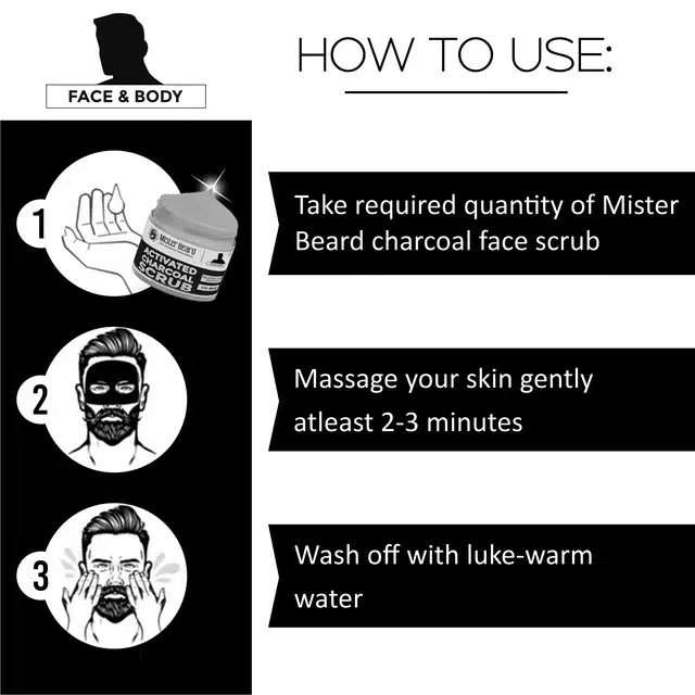 Mister Beard Activated Charcoal Scrub (Pack Of 1, 100 g) (MI-43)