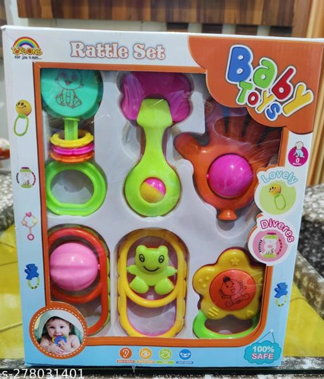 Plastic Rattle Toys for Baby (Multicolor, Pack of 6)