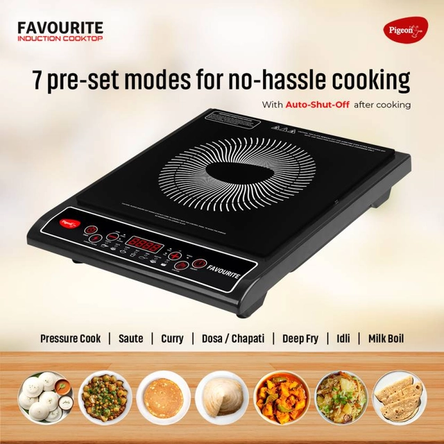 Pigeon Favourite IC 1800 W Induction Cooktop (Black, Push Button)