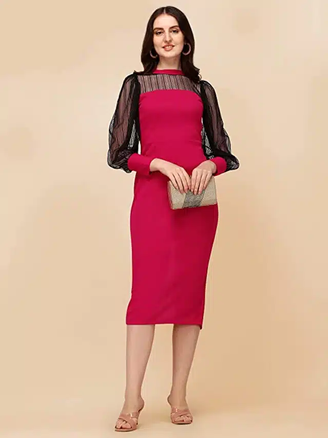 Western Dress for Women (Pink, XXL)