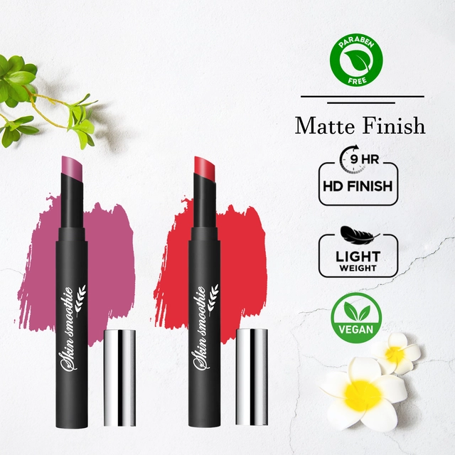 Matte Long Lasting Crayon Lipsticks (Rose Pink & Hot Red, Pack of 2)