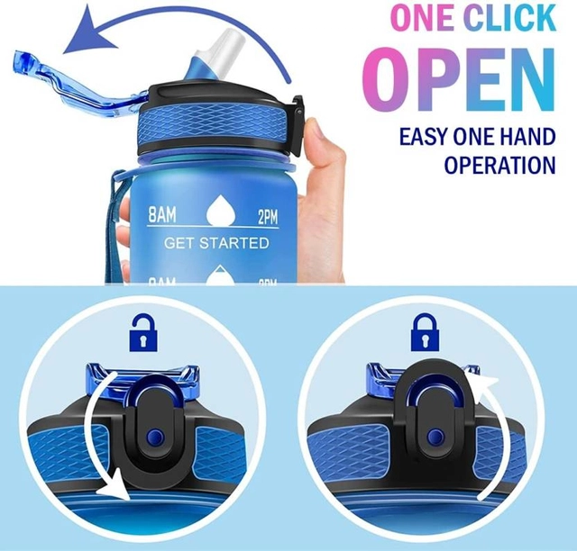 MINDFIT Unique and Premium Unbreakable Water Bottle 1 L with Motivational Time Marker, Leakproof Durable BPA Free Non-Toxic Water bottle for office,Water bottle for gym color as per availability(Pack of 1)