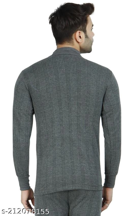 Cotton Blend Thermal Topwear for Men (Grey, M)