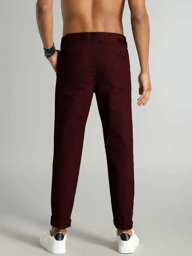 Casual Trouser for Men (Maroon, 32)