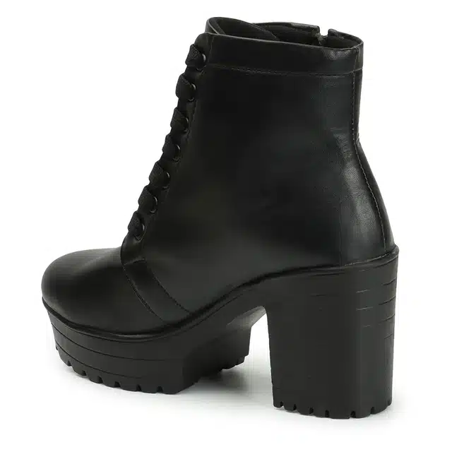 High Ankle Boots for Women (Black, 3)